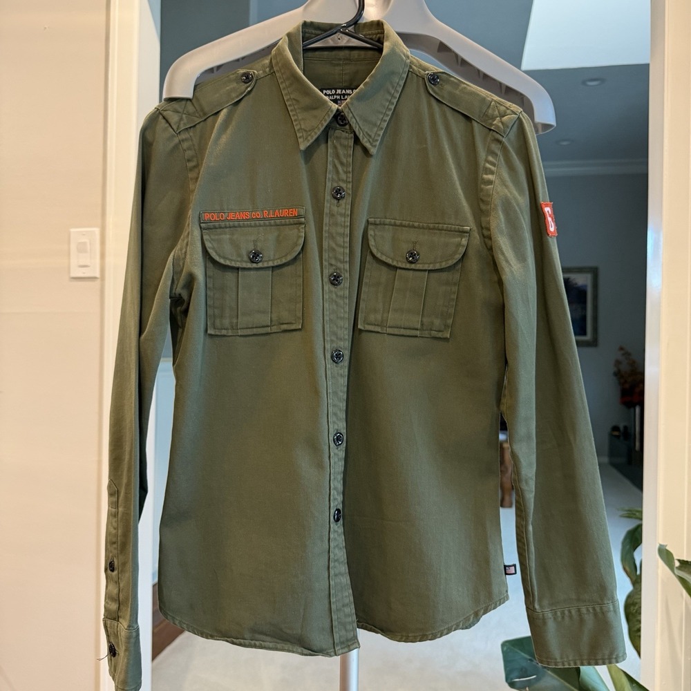 Polo Jeans &Co Ralph Lauren Vintage Twill Utility Small Military Shirt Jacket